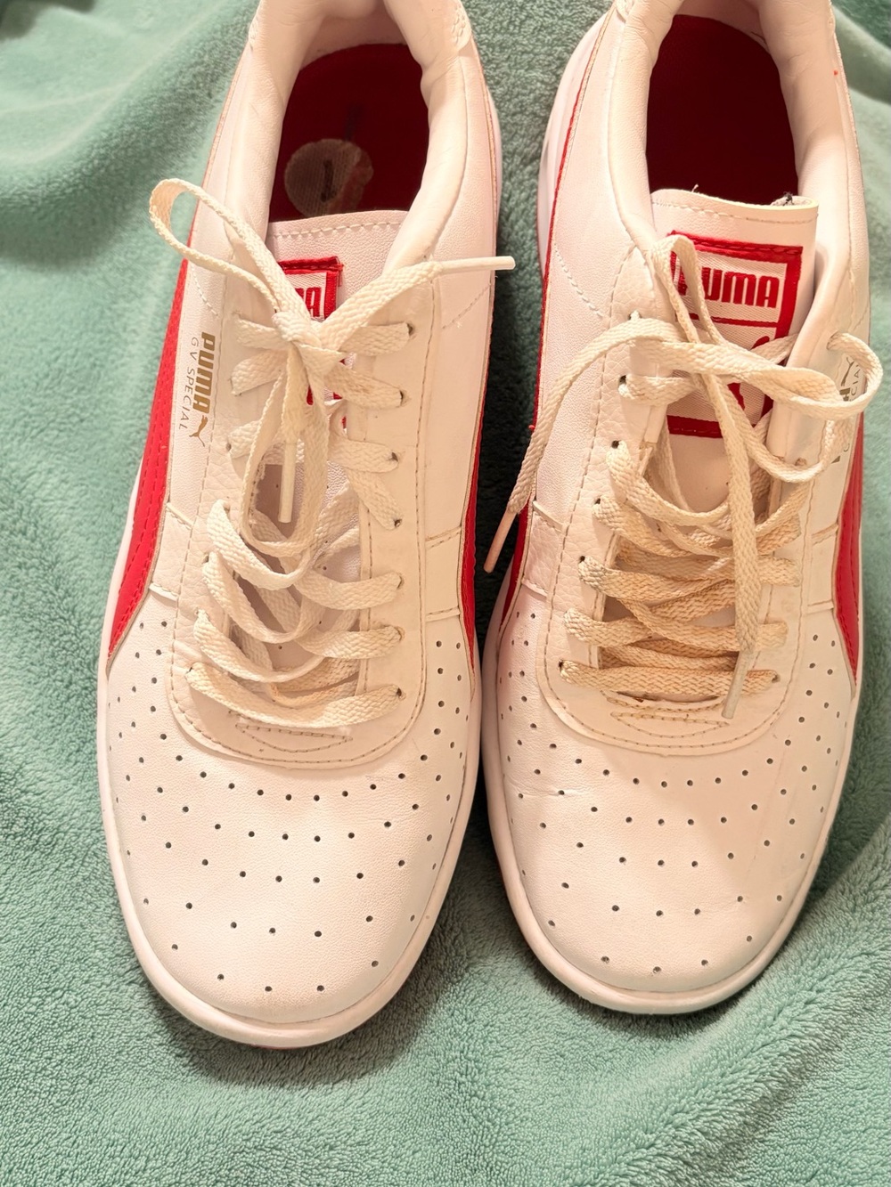Puma White Sneakers with Red Accent